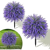 Dolicer 2 Sets Artificial Topiary Ball Trees for Outdoor, 22Inches Lavender Fake Bushes Plants with Ground Spike, Large UV Resistant Artificial Shrubs for Garden Front Yard Porch Patio Home Decor
