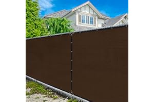Amgo 6' x 50' Brown Fence Privacy Screen, Commercial Standard Heavy Duty Windscreen with Bindings & Grommets, 90% Blockage, Cable Zip Ties Included (We Make Custom Size)