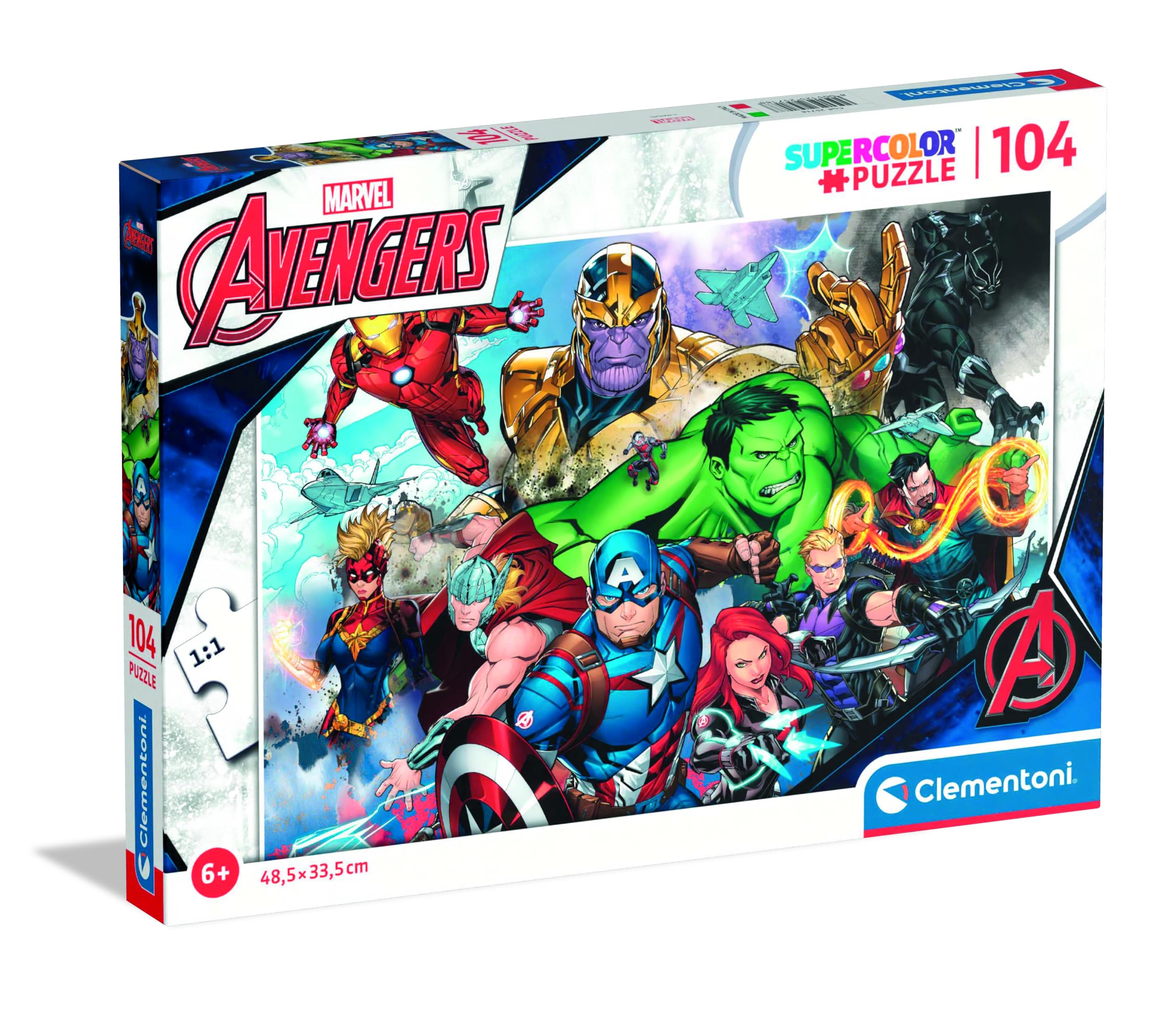 Clementoni 25718, Avengers Supercolor Puzzle for Children - 104 Pieces, Ages 6 years Plus, Multicoloured