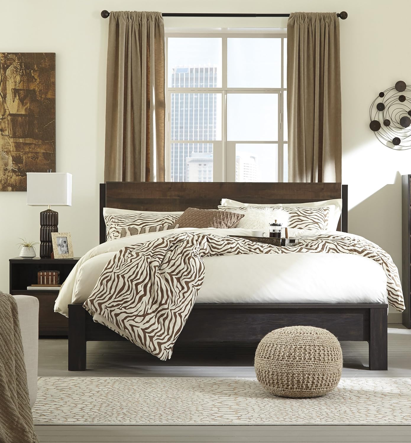 Amazon Com Windorey Dark Brown Two Tone Wood Bedroom Set