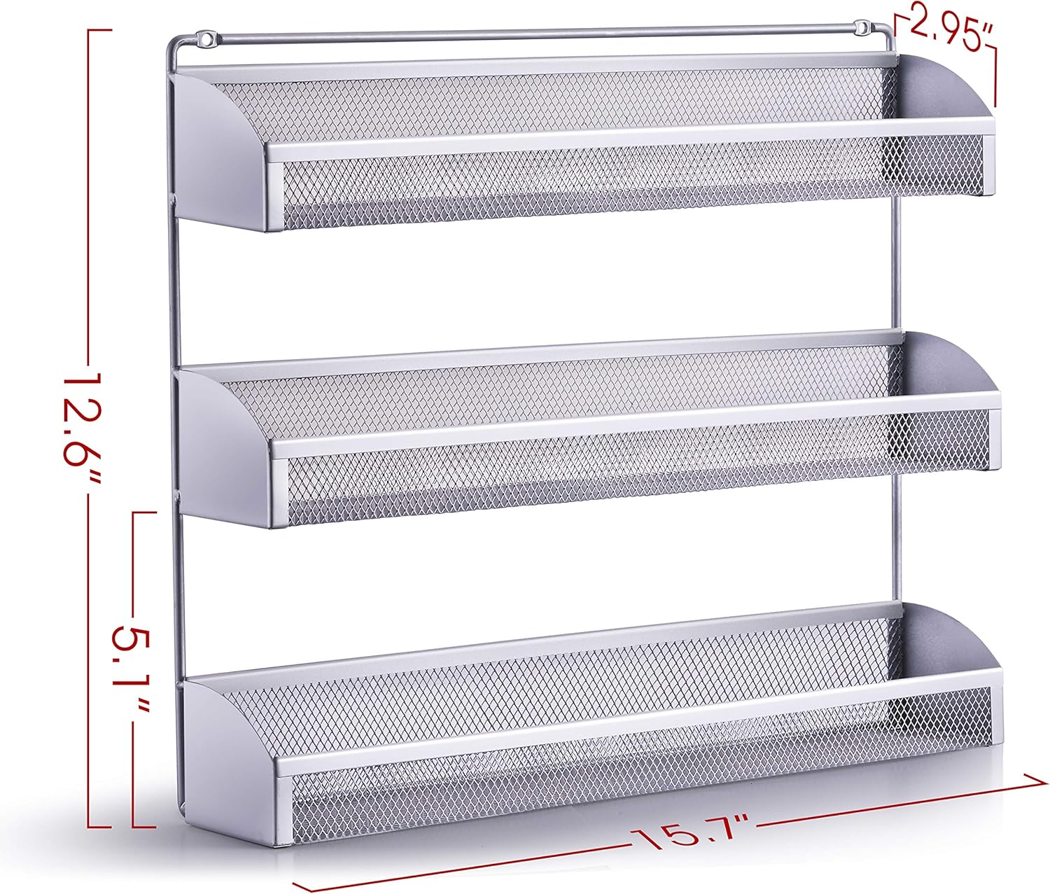 2 Pack- Simple Trending 3 Tier Spice Rack Organizer, Wall Mounted Spice Shelf Storage Holder for Kitchen Cabinet Pantry Door, Silver: Kitchen & Dining