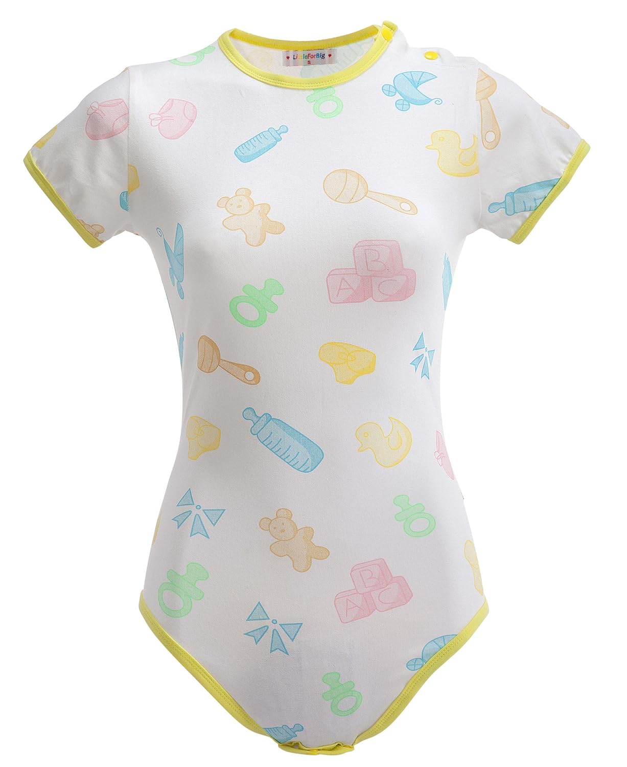 LittleForBig Adult Baby Diaper Lover (ABDL) Button Crotch Romper Onesie