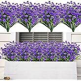 AmyHomie 20 Bundles Artificial Flowers for Outdoor Outside Spring Summer Decoration UV Resistant Faux Flowers No Fade Fake Plastic Plants Garden Porch Window Box Decorating