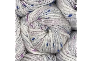 KnitPal Tweed Twinkles Baby Speckled Yarn for Knit and Crochet Blankets, 8 skeins, 696 yards/400 Grams, Light Worsted #3 (Powder White)