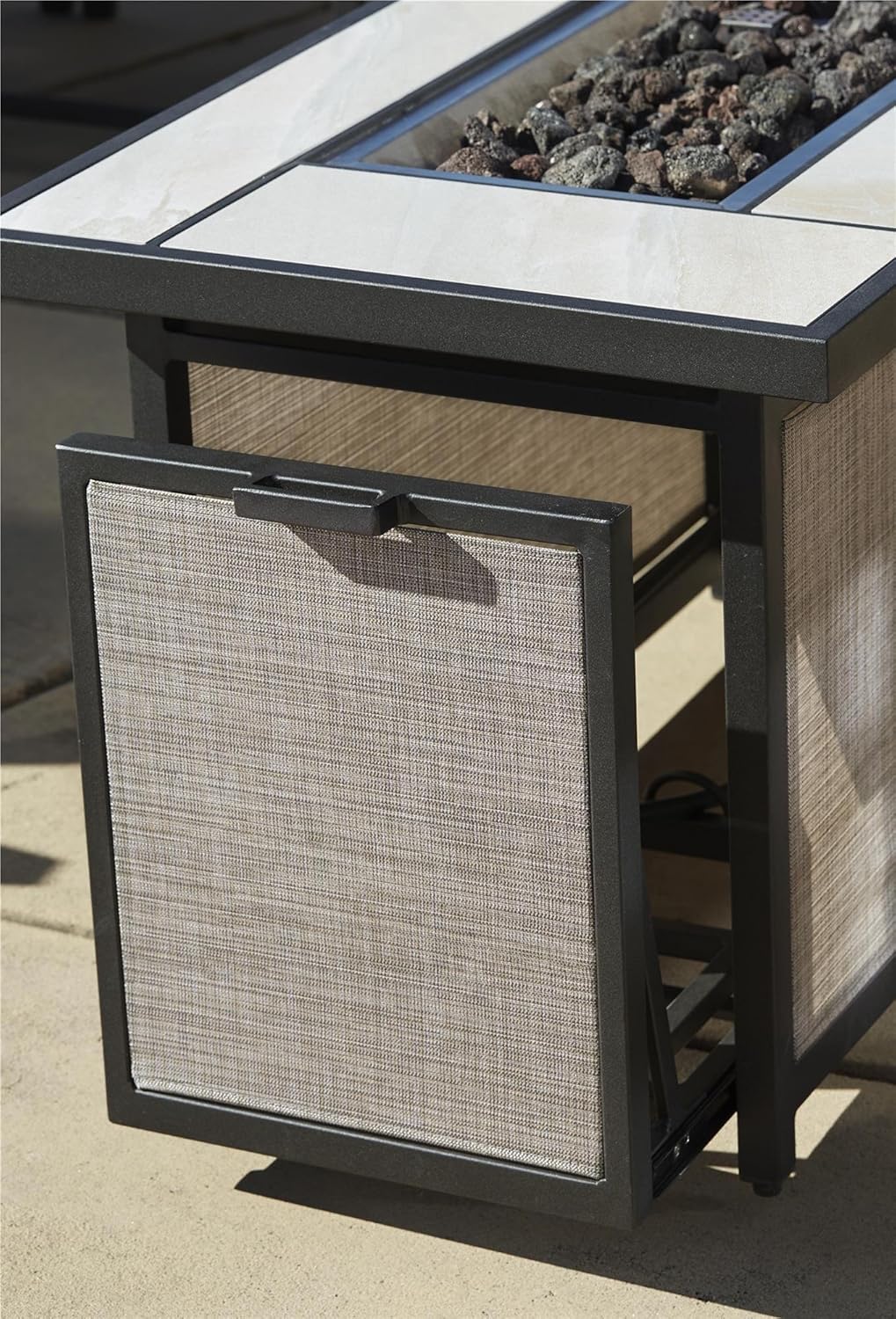 amazon outland fire pit on Amazon Com Cosco Outdoor Serene Ridge Aluminum Propane Gas Fire Pit Table With Lid Rectangular Dark Brown Garden Outdoor