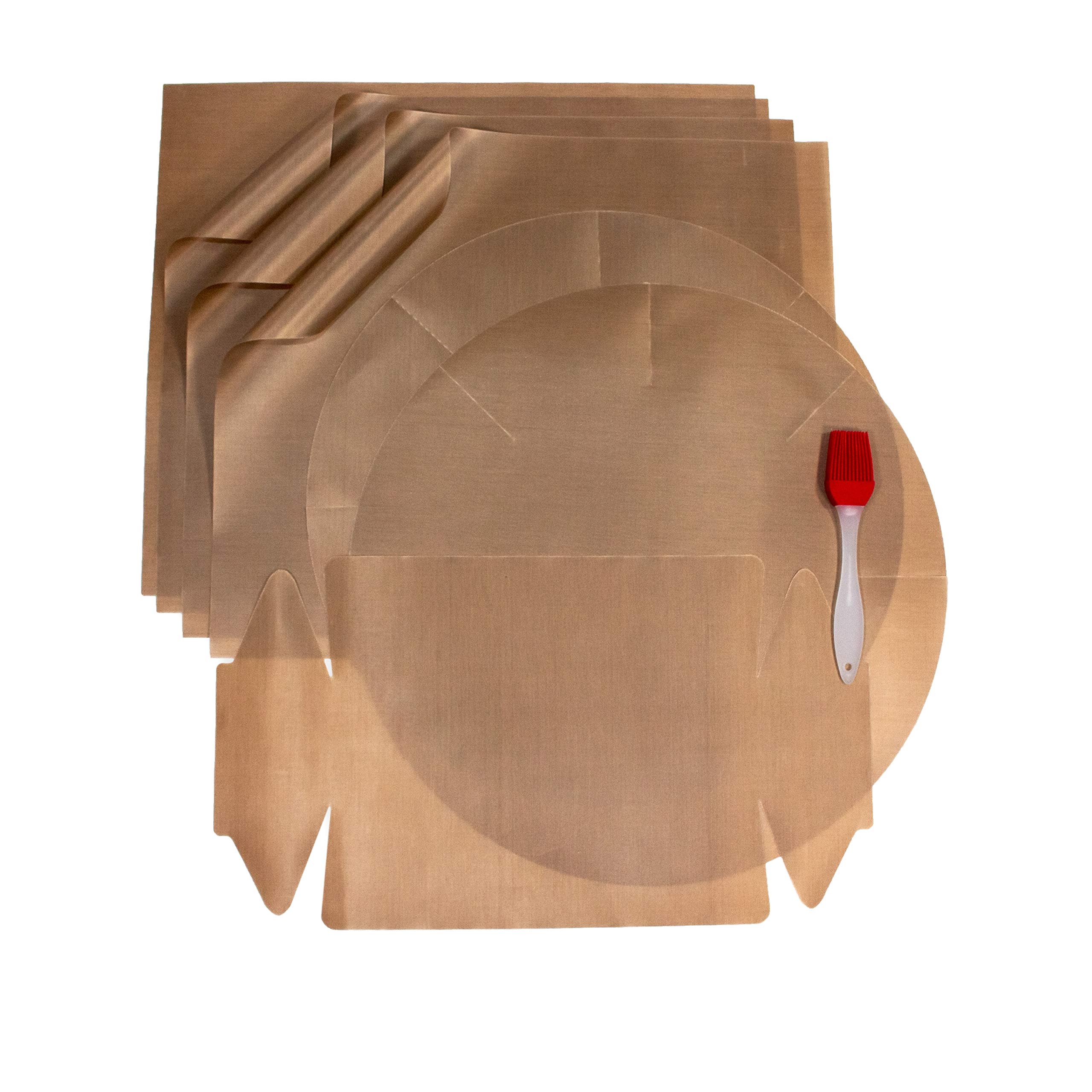 meiba Permanent Baking Film for Ovens (Set of 8), Reusable Baking Paper, Round Baking Mat, Permanent Baking Film, Loaf Tin + Silicone Pastry Brush