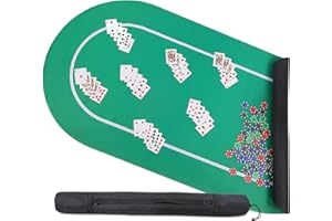 Jigitz Poker Mat - 70 x 35in Non-Slip Poker Table Game Mat - Card Game Rubber Mat with Black Carrying Case