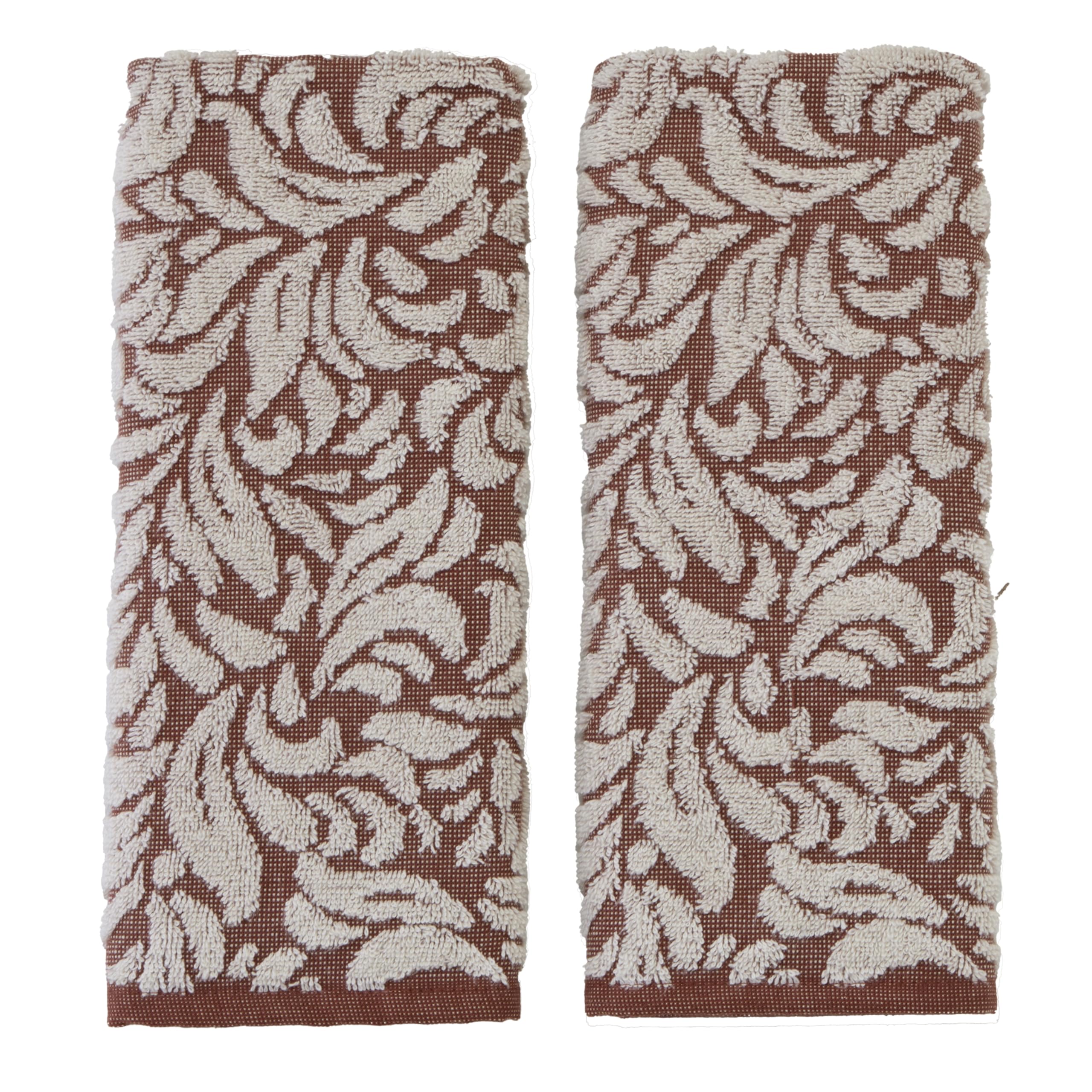 SKL Home Renan 100% Turkish Cotton Premium 2-Piece Hand Towel Set, 600 GSM, Soft & Absorbent Jacquard, Decorative for Bath/Kitchen/Bar & Gift, Clay Oxford Image
