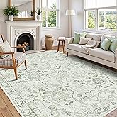 Sage Vintage Area Rug 5x7 for Living Room Bedroom, Washable Distressed Farmhouse Soft Thin Non-Shedding Indoor Throw Rug, Traditional Accent Carpet for Bedroom Office