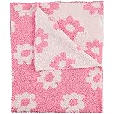 Mud Pie Children's Pink Chenille Flower Blanket