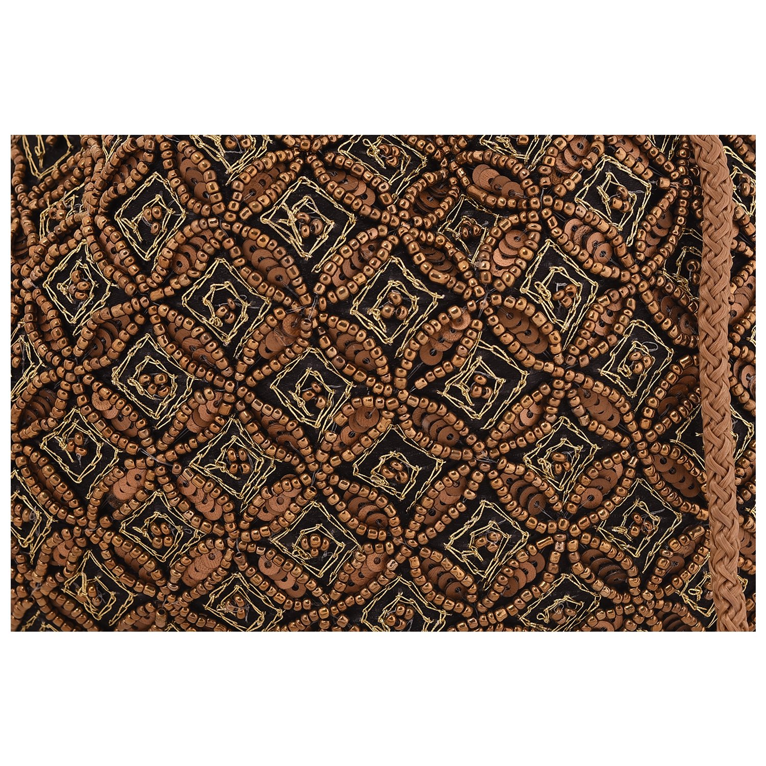 craft trade silk beaded work drawstring potli bag, 22x4x21(multicolour, ct768)