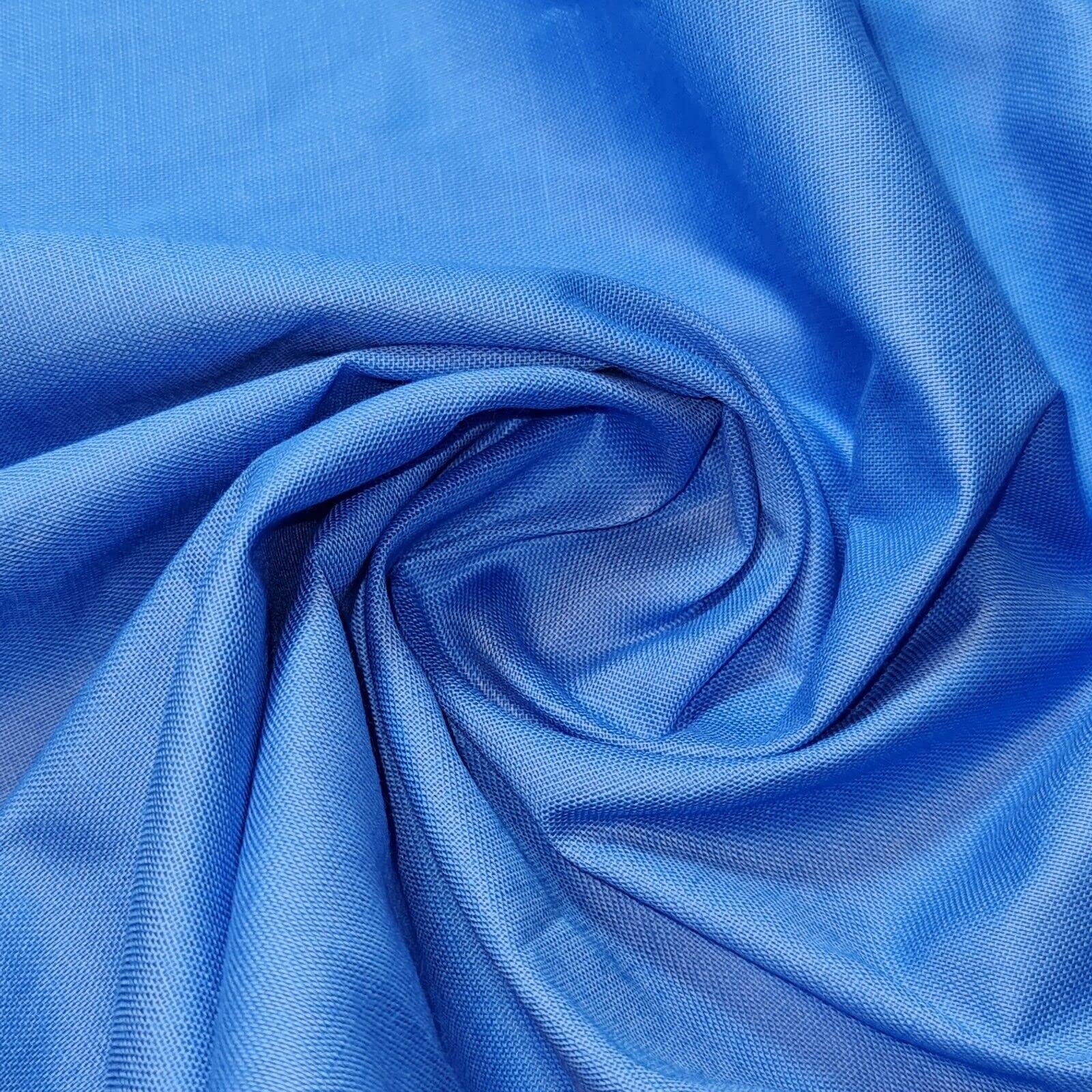 100% Cotton Rich Linen Poplin Dress Craft Fabric Material 58'' - 150 cm Wide Sold As 1 Meter Pre - Cut Lengths (Available in 13 Colours) (New Blue), IN10