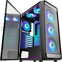 MUSETEX ATX PC Case with 6pcs ARGB Fans 
