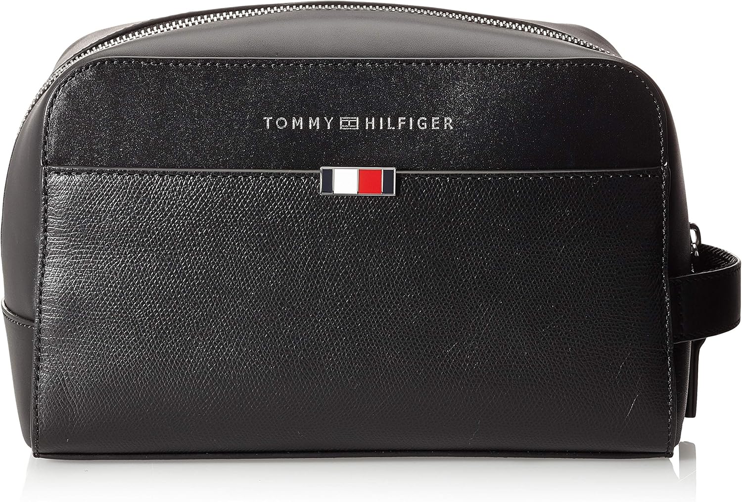 Tommy Hilfiger Business Leather Washbag, Men’s Bag Organiser, Black
