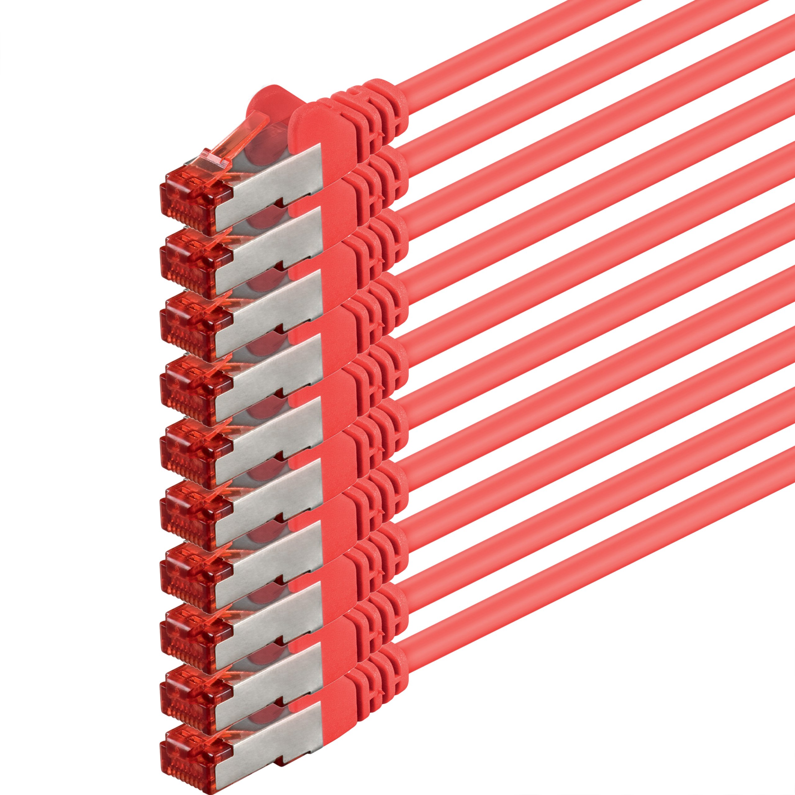 1aTTack.de 10x 10m - Cat 6 network cable patch cable Cat6 RJ45 SFTP - red