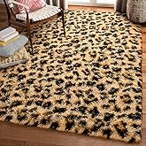 Amearea Fluffy Leopard Rug, Premium Cheetah Print Rugs, Soft Comfy Faux Fur Animal Print Carpet for Kids Room Bedroom, Living Room, Shaggy Teen Room Home Decor, Khaki 3x5 Feet