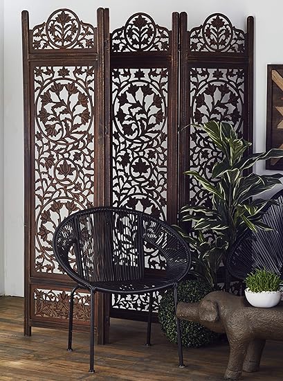 Amazon Com Deco 79 Wood Screen 4 Panel Decorative Protection