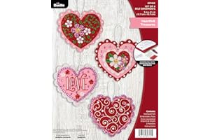 Bucilla Felt Applique 4 Piece Ornament Making Kit, Heartfelt Treasures, Perfect for DIY Arts and Crafts, 89745E