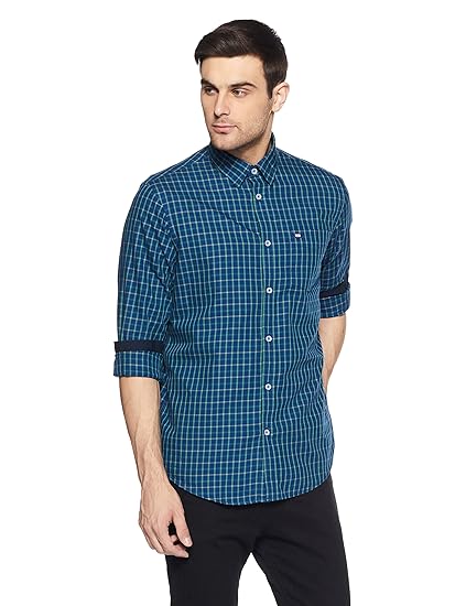 arrow sports men's checkered slim fit casual shirt