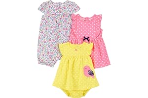 Simple Joys by Carter's baby-girls 3-pack Romper, Sunsuit and Dress