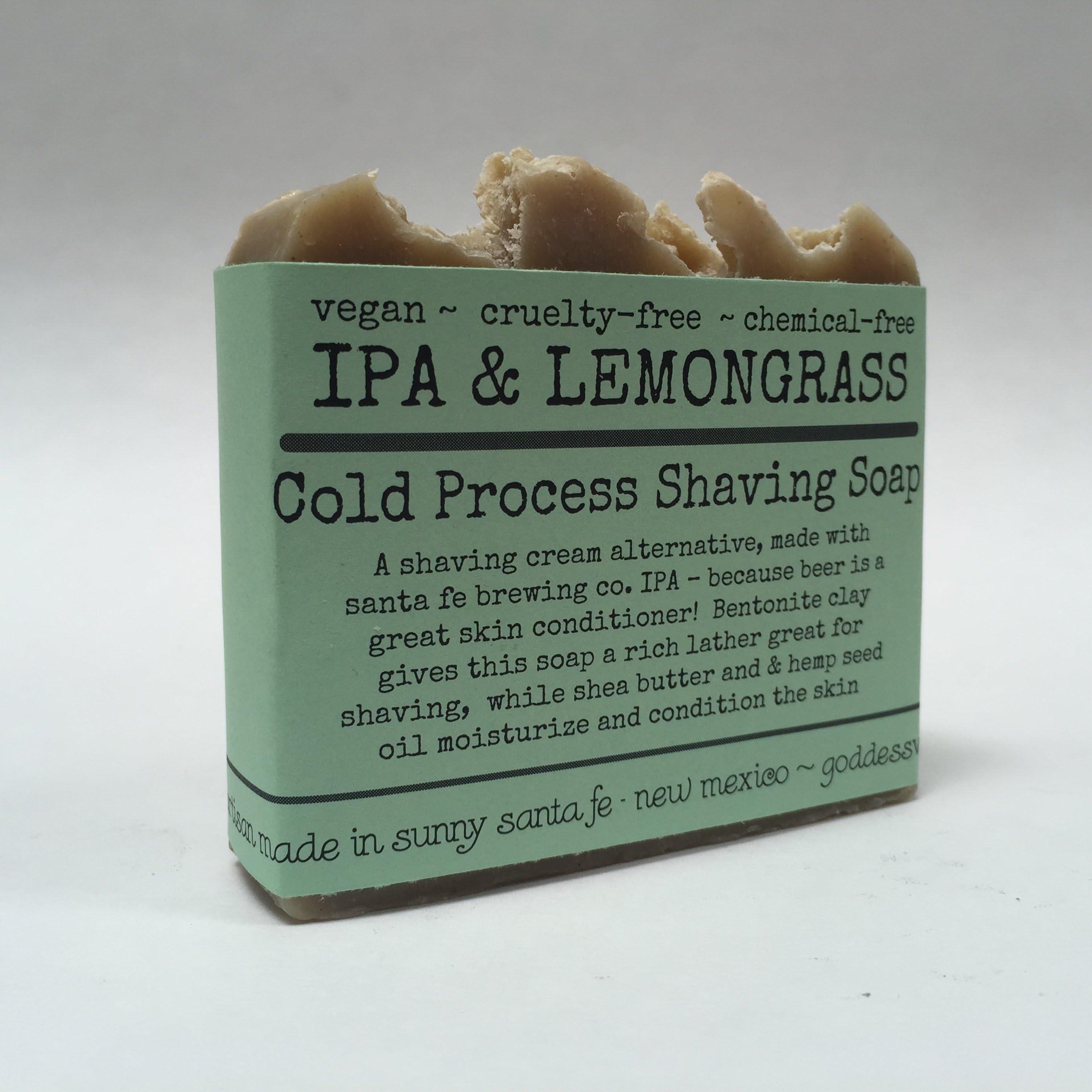 IPA & Lemongrass Cold Process Shaving Soap/Vegan + Chemical Free