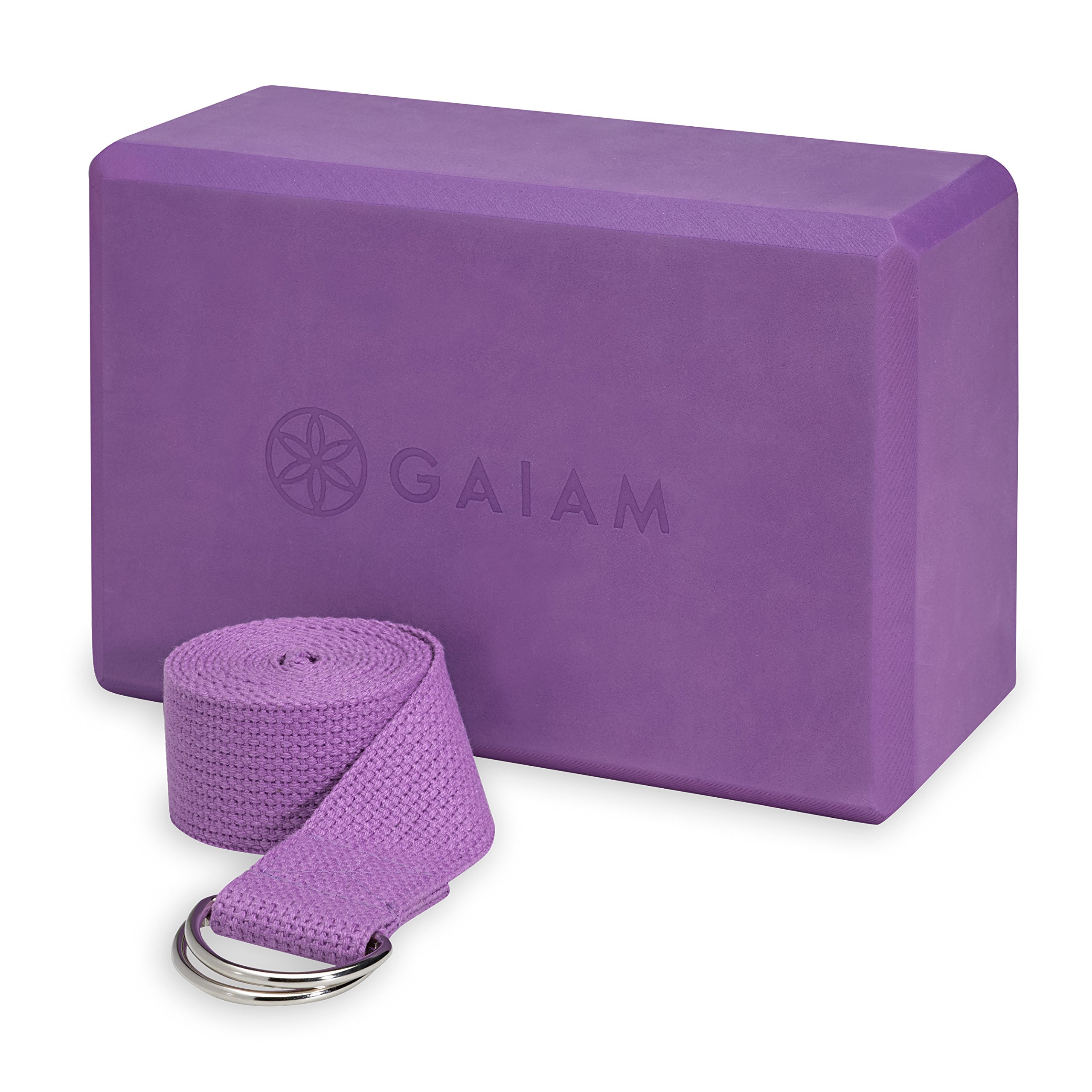 Gaiam Yoga Block + Yoga Strap Combo Set