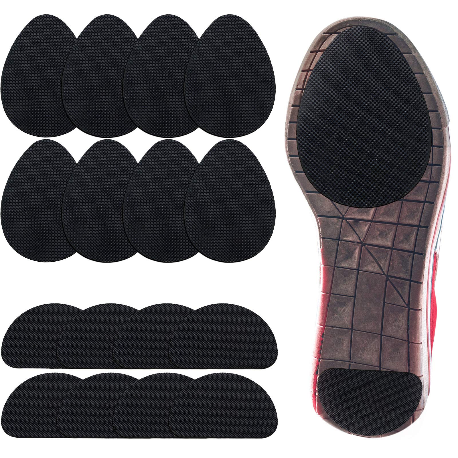 Photo 1 of 16 Pieces Non-Skid Shoe Pads Self-Adhesive Shoe Grips Anti Slip Pads Noise Reduction Cushion Anti-Shedding Rubber Sole Protector(Simple Style,Black)