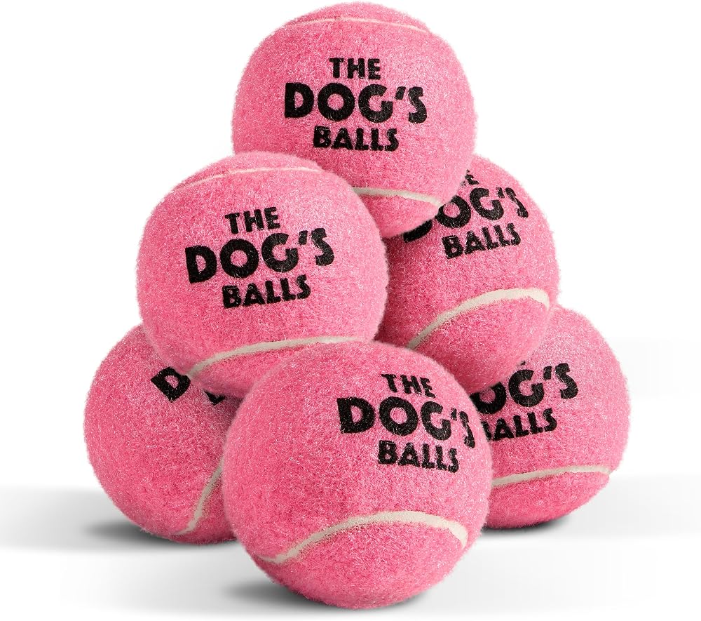 The Dog's Balls Dog Tennis Balls Pink Medium 6-Pack Non Abrasive Felt
