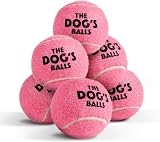 The Dog's Balls Dog Tennis Balls Pink Medium 6-Pack Non Abrasive Felt