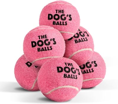 The Dog's Balls Dog Tennis Balls Pink Medium 6-Pack Non Abrasive Felt
