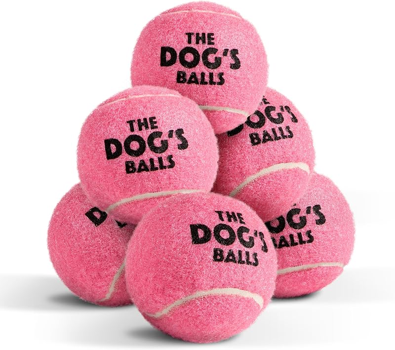 The Dog's Balls Dog Tennis Balls Pink Medium 6-Pack Non Abrasive Felt