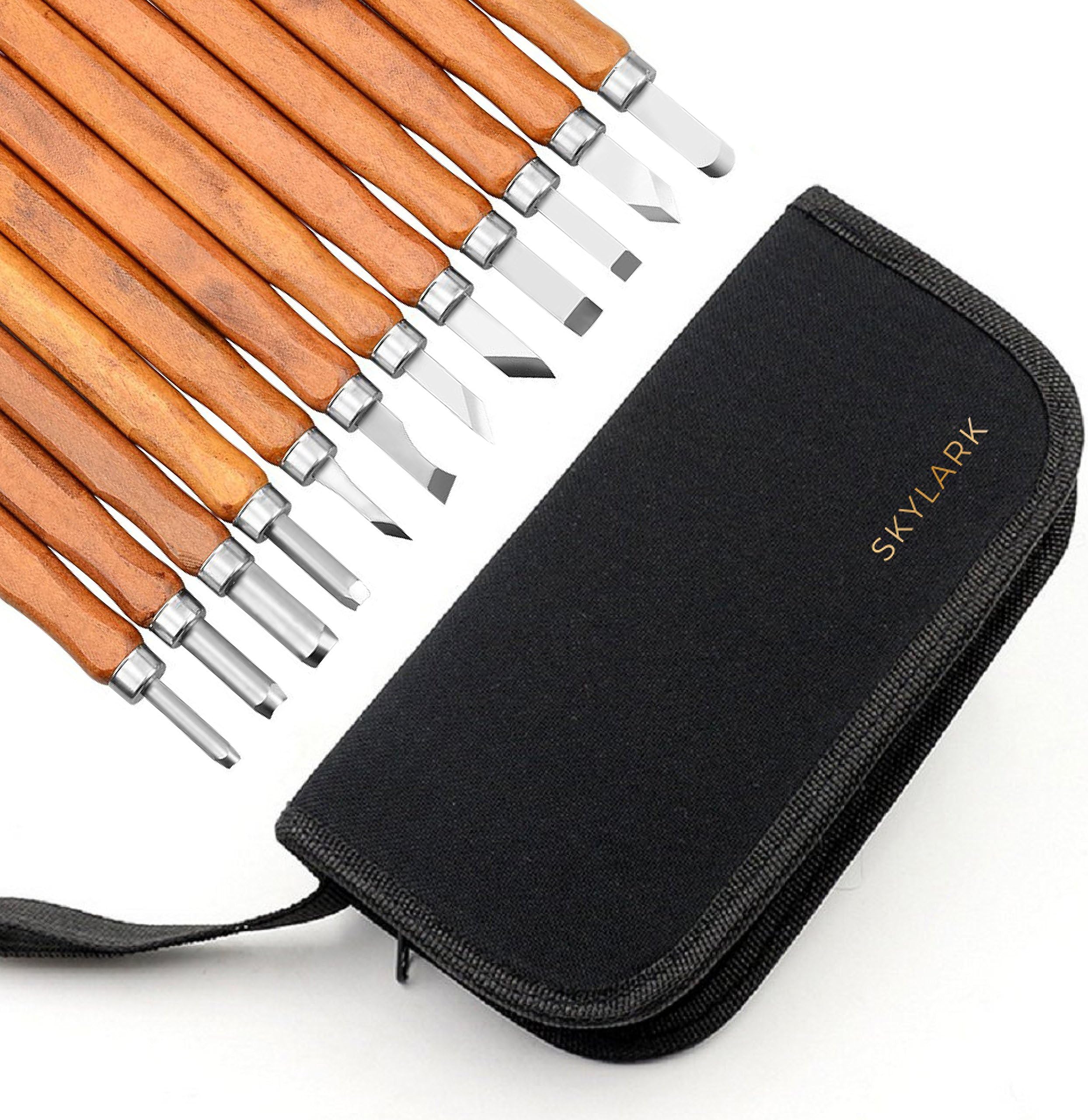 14 PCS - Wood Carving Chisels Tools Kit with Whetstone sharpening Stone & Storage Case. Perfect for Softwood, Wood, Resin, Clay & Pumpkin Carving. Whittling knife Tools set ideal for beginner or perso