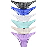 iKingsky Men's Sexy Brazilian Underwear Lace Pouch Bikini Under Panties Half Back Coverage Mens Underwear