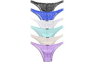 iKingsky Men's Sexy Brazilian Underwear Lace Pouch Bikini Under Panties Half Back Coverage Mens Underwear