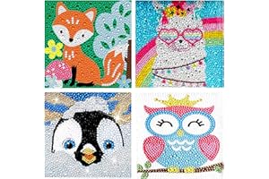 DIYDECORFUN Alpaca Diamond Painting Kit for Kids, Animals Penguin 5D Diamond Art Kits by Numbers, Owl Crystal Rhinestone Painting Fox Gem Arts Crafts Kits for Kids Age 8-12 Home Decor (6X6Inch)