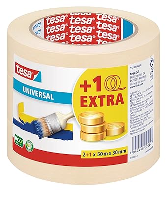 tesa Malerband für einfache Malerarbeiten, 3er Pack, 50m x 30mm