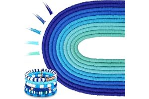 MIIIM 3600 PCS 10 Strands Clay Beads Polymer Clay Beads for Jewelry Making, Vinyl Heishi Beads 6mm for Surfer Bracelets Necklace Making (Blue)