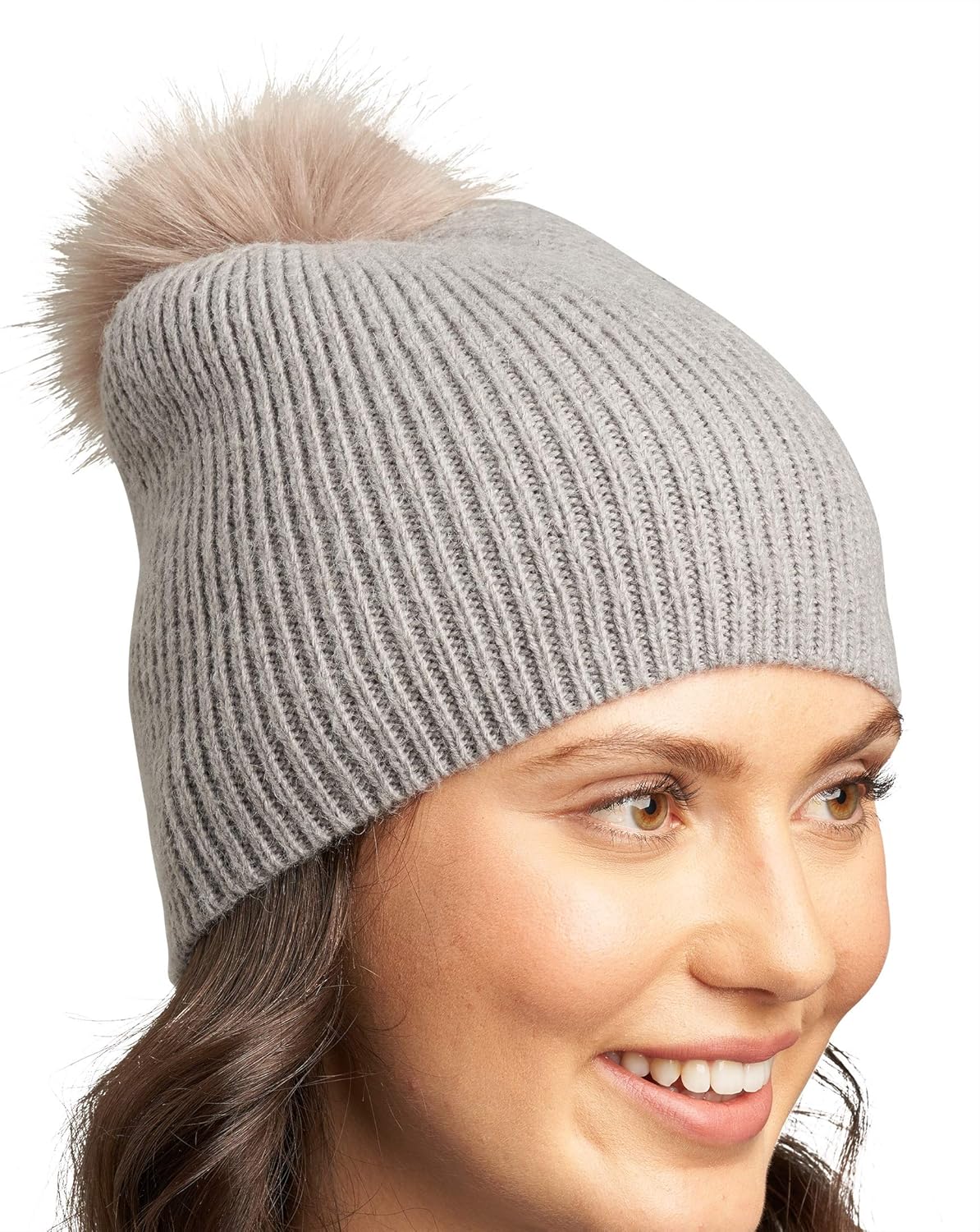 L E M O N Women s Ribbed Hat With Pom Cold Weather Flannel One Size Amazon co uk Clothing