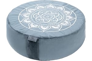 Florensi Meditation Cushion - Comfortable Floor Pillow - Traditional Tibetan Meditation Pillow with Beautiful Velvet Cover - Large Floor Cushion Seating for Adults - Premium Yoga Buckwheat Bolster