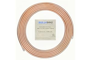 BELLA BAYS Copper Tubing 1/2" OD x 0.445" ID x 10 ft, 99.9% C12200 ASTM B280 Refrigeration ACR Tubing Seamless Soft Coil Round T2 Pure Copper Tube for HVAC System, Refrigerator, Industry, DIY