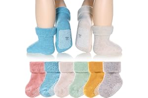 Eyean Baby Wool Grip Sock Soft Winter Warm Thick Non Slip Toddler Boy Girls Crew Socks For Children 6 Pairs