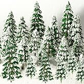 MOUNTCLIM 28Pcs Christmas Model Trees,Winter Snow Cedar Mixed Miniature Pine Model Trees for Diorama Supplies Train Landscape Christmas Town Accessories(2-5.9 Inch)
