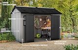 Keter Oakland 11ft x 7.5ft Garden Shed Graphite Durable Resin Outdoor Storage view 2
