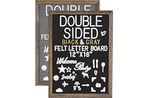 G GAMIT Double Sided Felt Letter Board 12”x16”with Rustic Vintage Frame,1113 White&Gold Letters,Symbols,Emojis,Script Cursive Words&Photo clips,Sign board&Message Board with Stand，Scissor&Canvas Bags