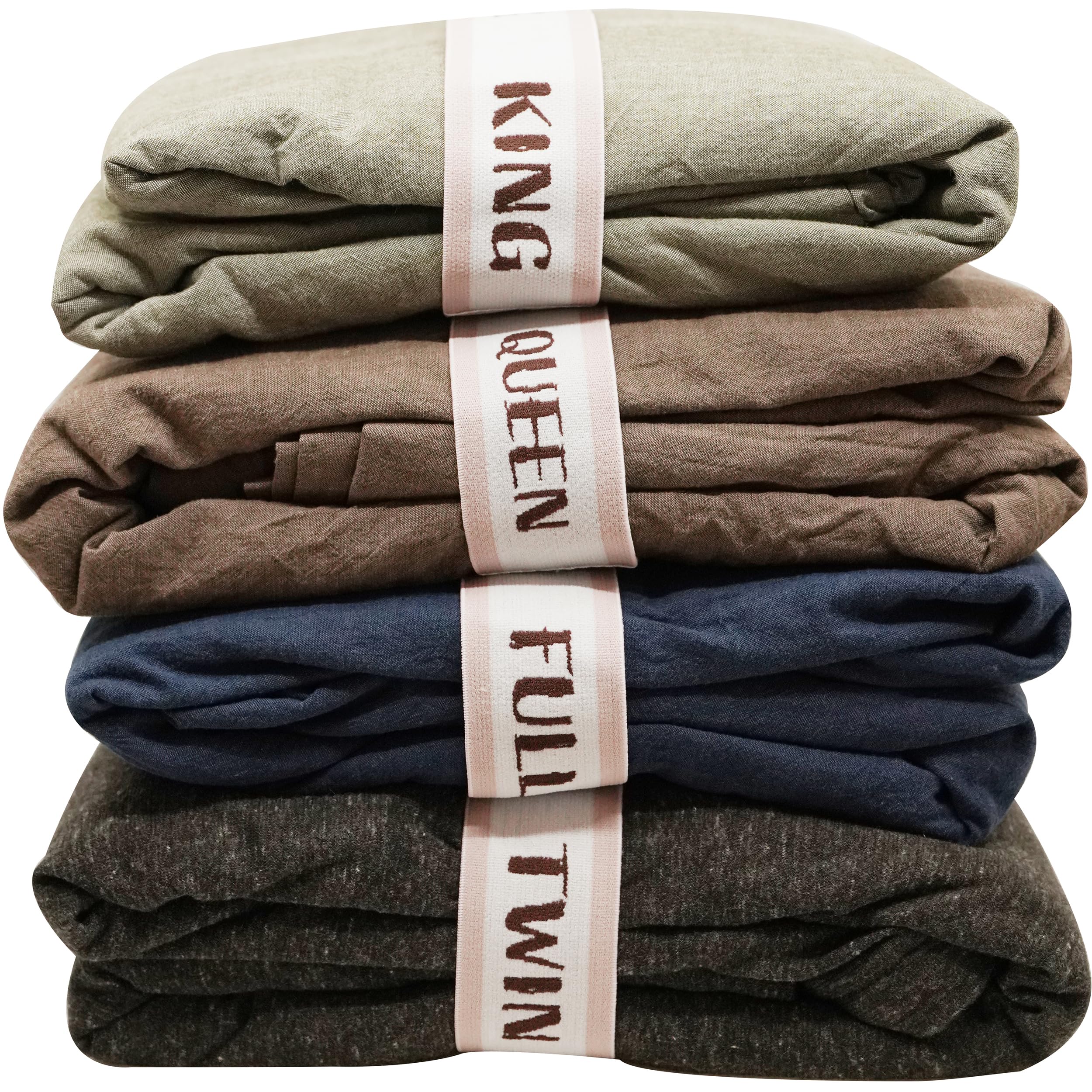 Bed Sheet Organizer and Storage Size Label Bands | Sheets Set Organizers for Linen Closet - Labeled Elastic Bedding Sheet Keepers Straps for Organizing Foldable Bedsheet Sets (Full 4PCs Pack | Cream)