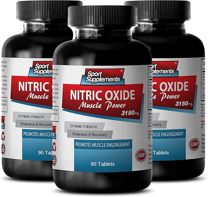 Amazon Com Nitric Oxide Muscle Power Nitric Oxide Muscle Power 3150mg Muscle Building Sport Edition 3 Bottles 270 Tablets Health Personal Care