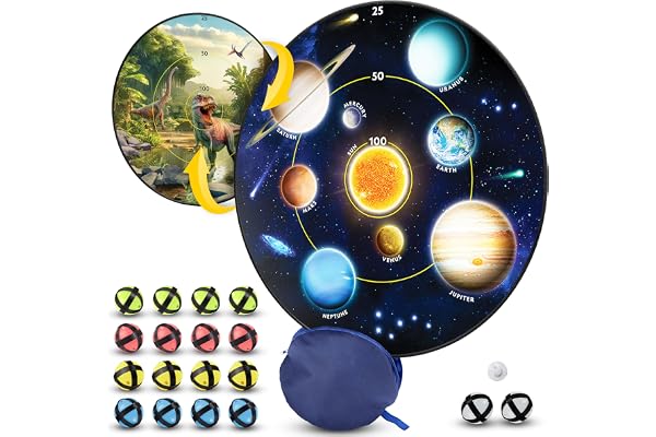 NATIONAL GEOGRAPHIC Kids Glow in The Dark Dart Board for Kids - Dart Ball Game Set with 28" Reversible, Glowing Dartboard and