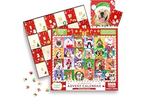 CIEYAN Advent Calendar 2023 Jigsaw Puzzles-Christmas Dogs, 24 Boxes 1008 Pieces Puzzles Countdown to Christmas, Christmas Gifts Stocking Stuffers, Christmas Decorations Christmas Puzzle for Adults Kids