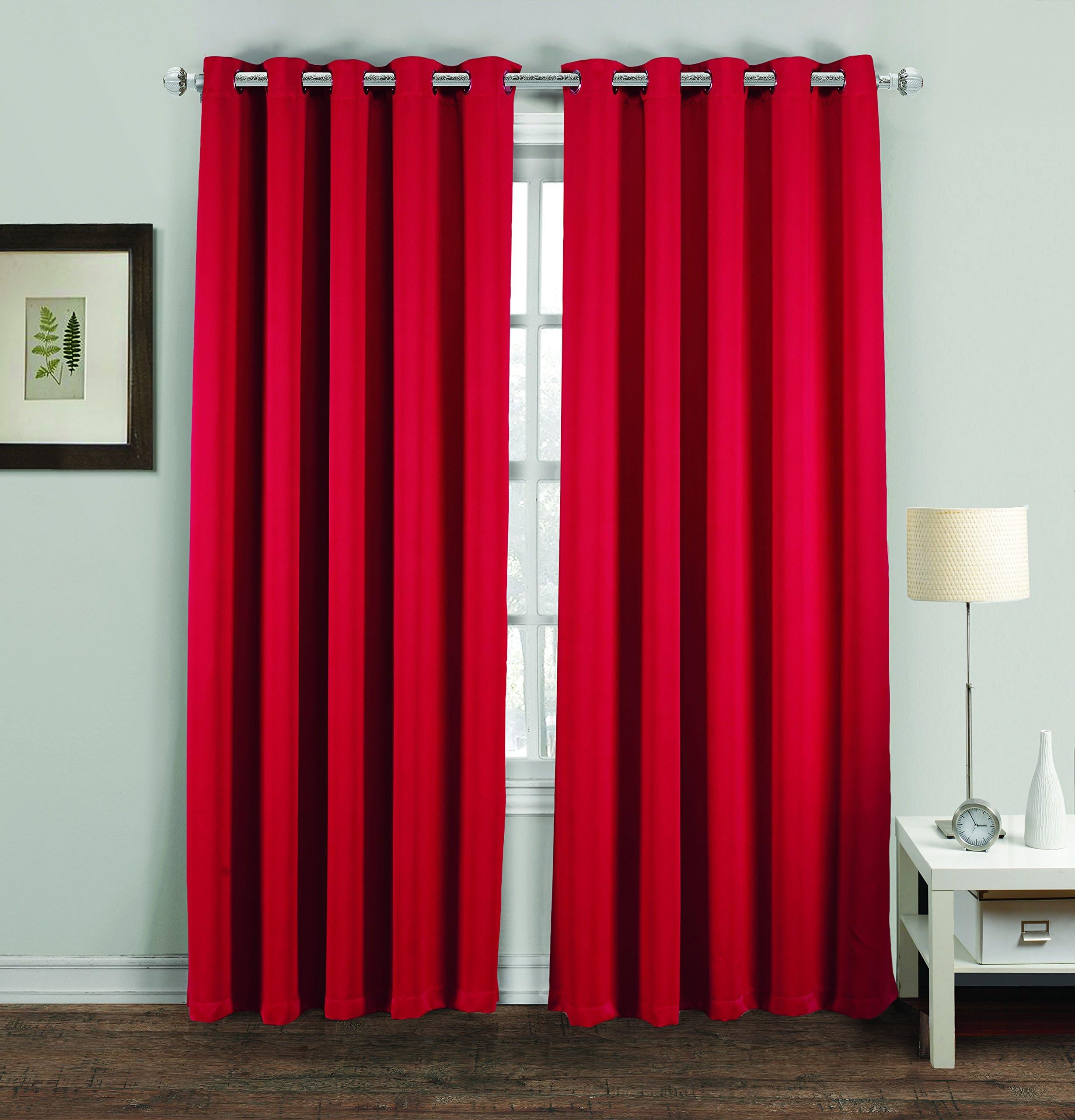 UAREHOME MH Distributions Luxury Thermal Supersoft Blackout Curtains Pair (46x72, Red)