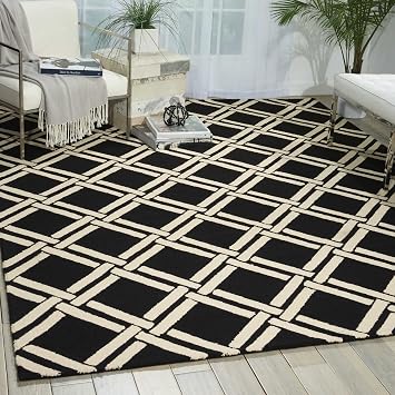 Nourison Teppich Mondrian 99446220714 Schwarz Weisser Handgewebt